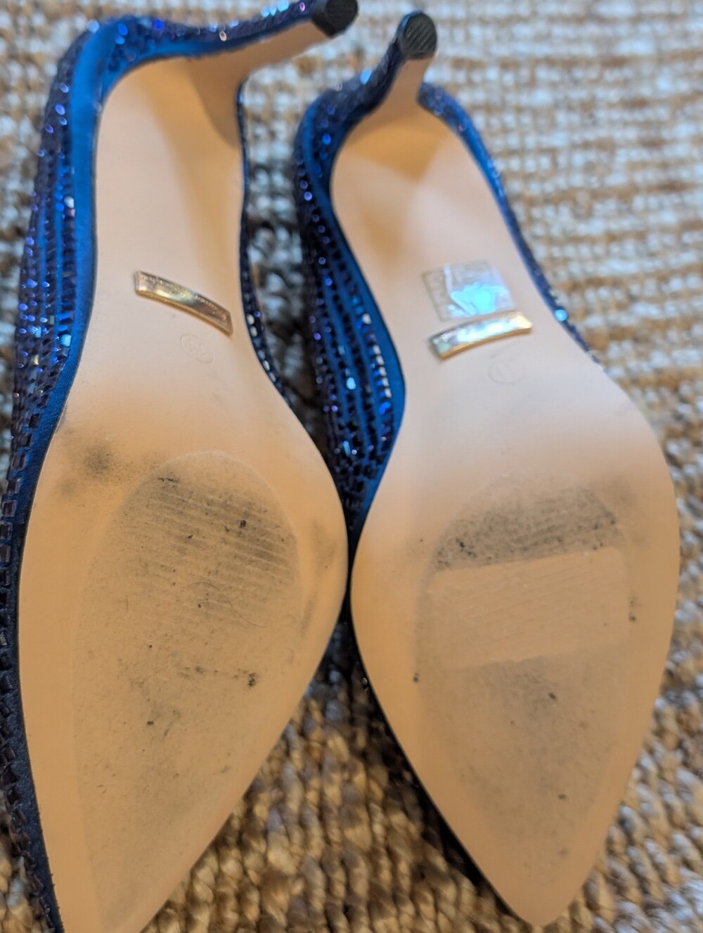 Lauren Lorraine Navy Crystal Sparkly Embellished Pointed-Toe Pumps - Picture 9 of 11